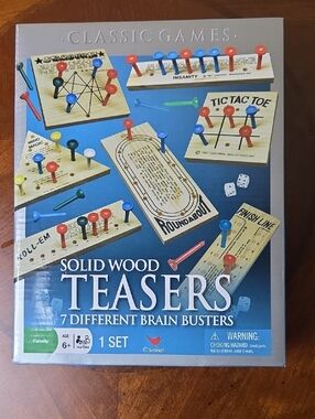 NEW Classic Games Solid Wood TEASERS Brain Busters 7 Different Types